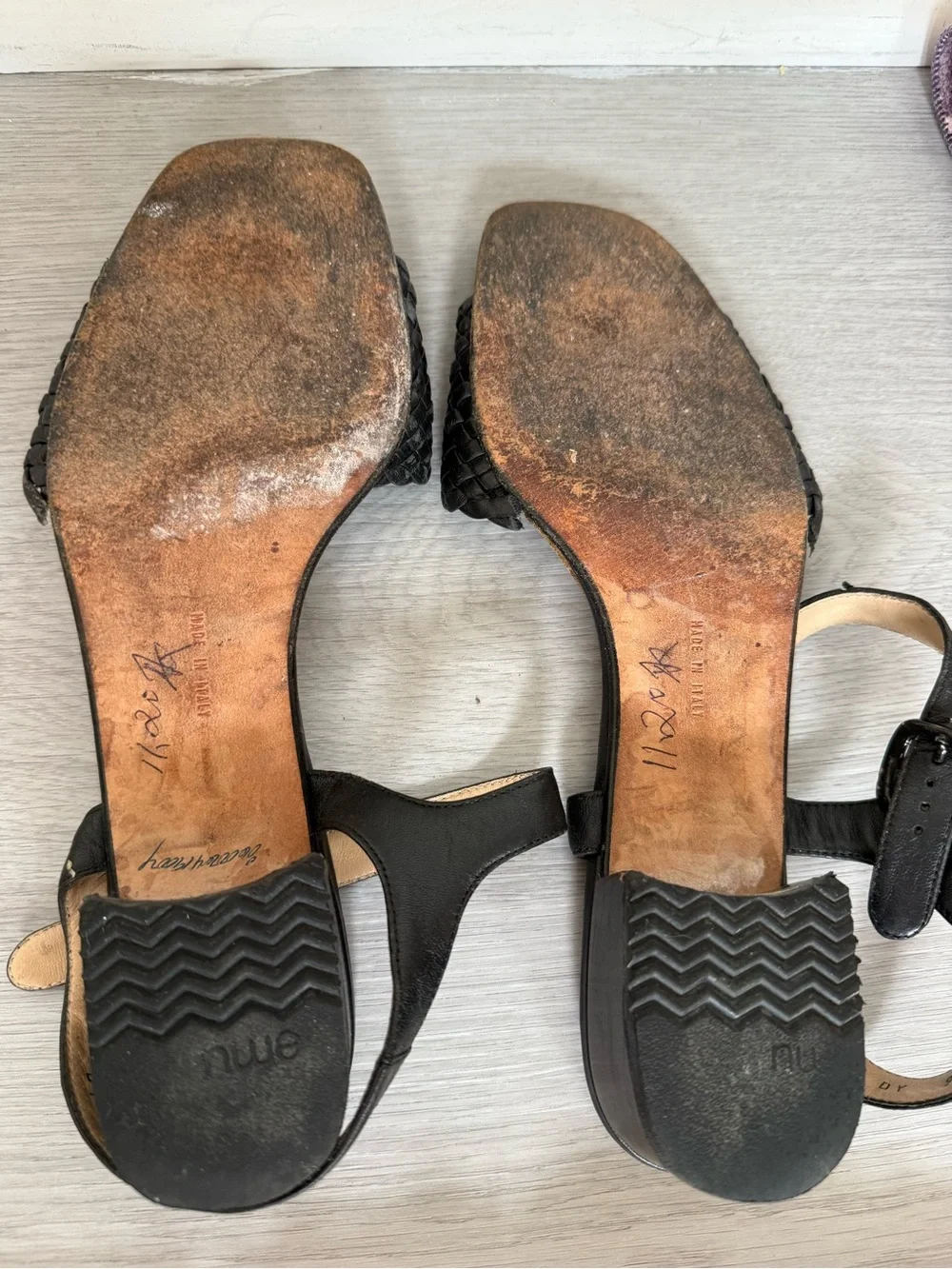 Salvatore Ferragamo Black Woven Leather Sandals